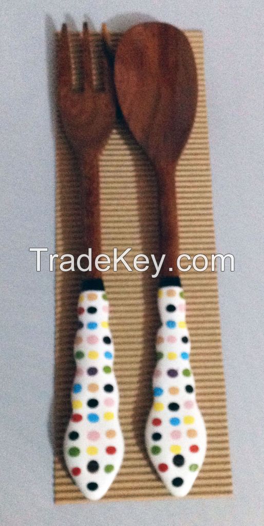 Hand painted Wooden Serving Utensils