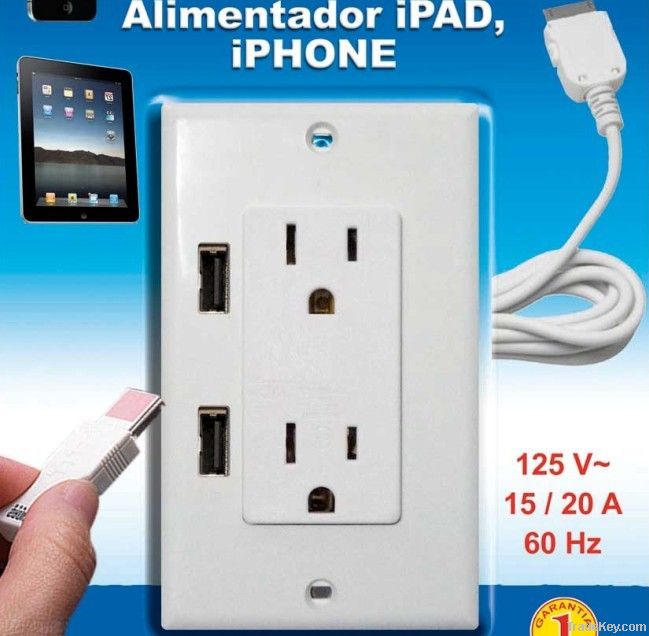 Duplex Receptacle with USB for iPhone iPad Charge