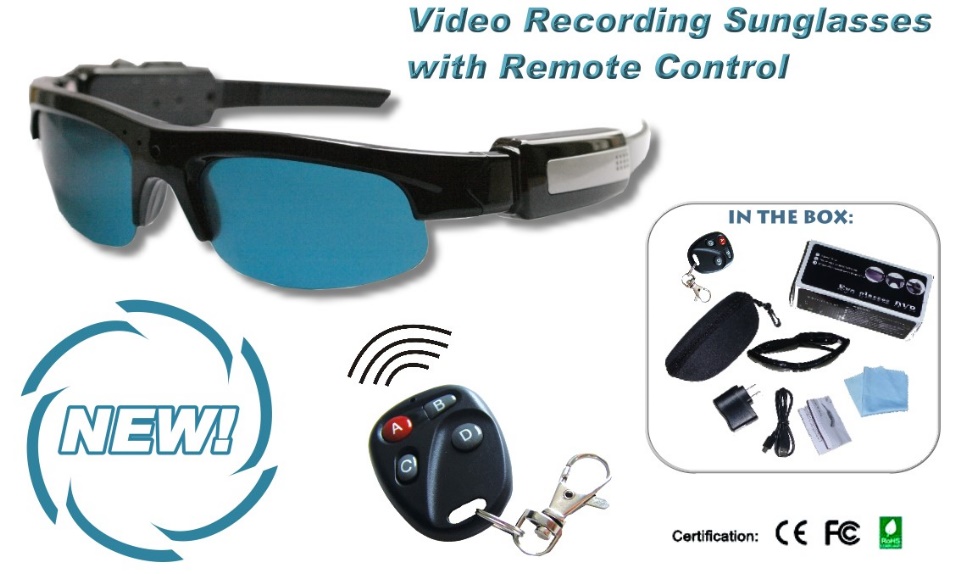 Sunglasses shaped DVR with Remote Control