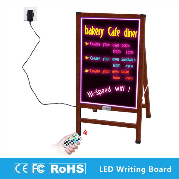 Aluminum wook like Frame self standing indoor-outdoor led writing board