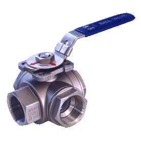 3 Way SS  Manual Ball Valve