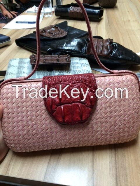 Native Handmade Water Snake Crocodile Porosus Handbag