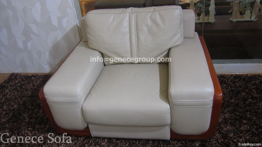 Post-Modern Genuine Leather Sofa Set Feather Down Cushions