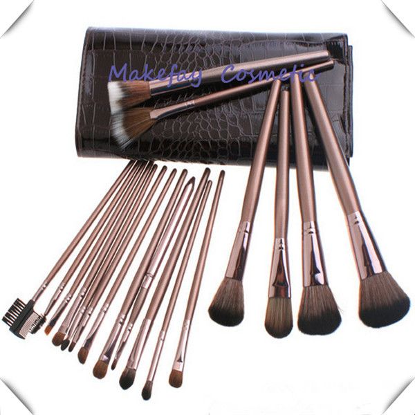 Professional Makeup Brush Set 18pcs Exquisite Black Makeup Bag With High Quality PU Pouch