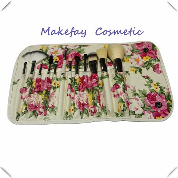 12pcs colorful flower pouch makeup cosmetic brush accessories set