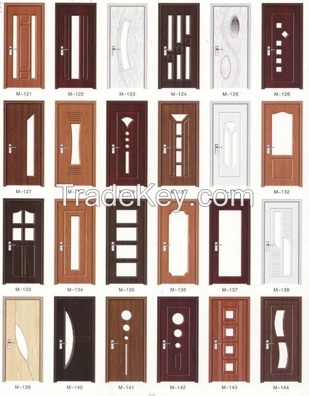 jinan interior wood  bathroom door with glass .lock