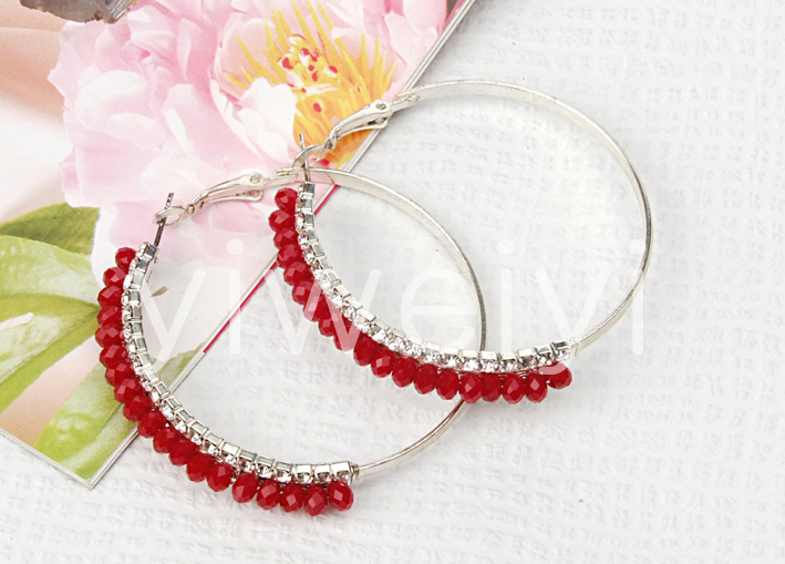 fashion rhinestone and glass beads cupchain earrings