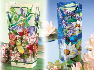 Stained glass vase, glass vase, art vase, gift, glass crafts, glassware