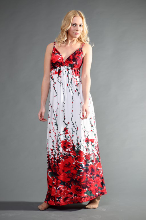 Top fashion printed maxi dress-ROPE 0601