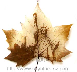 World exclamation------Sky blue natural leaf carves