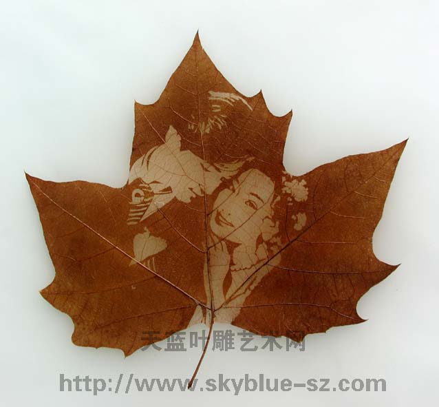 The sky blue leaf carves the artistic synopsis