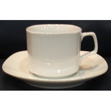 super white square cup and saucer