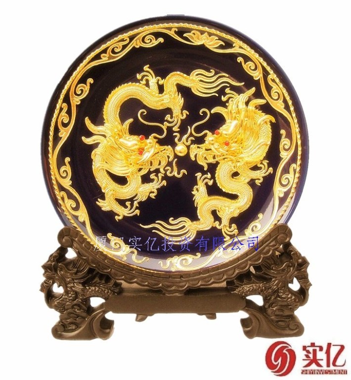 Lacquer Thread Sculpture----Two Dragons Playing with a Pearl(BLUE)