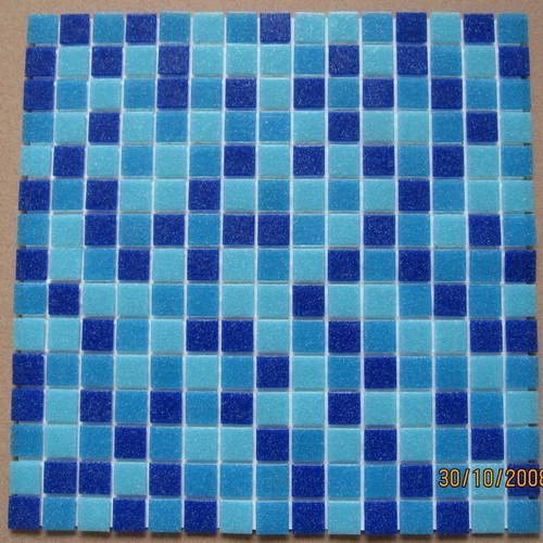 Glass mosaic - with dots blue mixture