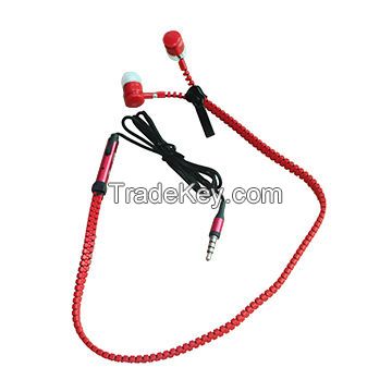 Fashionable In-ear Zipper Novelty Earphones, Various Colors, Mic Optional, Logo Imprint Welcomed