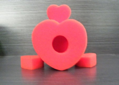 red magic sponge, heart-shaped