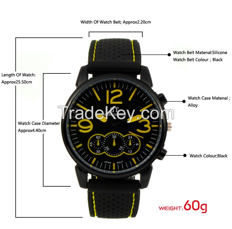 Men's Fashion Black Stainless Steel Luxury Sport Analog Quartz Wrist W