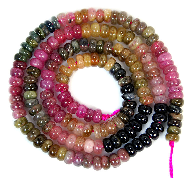 4mm Natural Colorful Tourmaline Rondelle Beads 16 inch