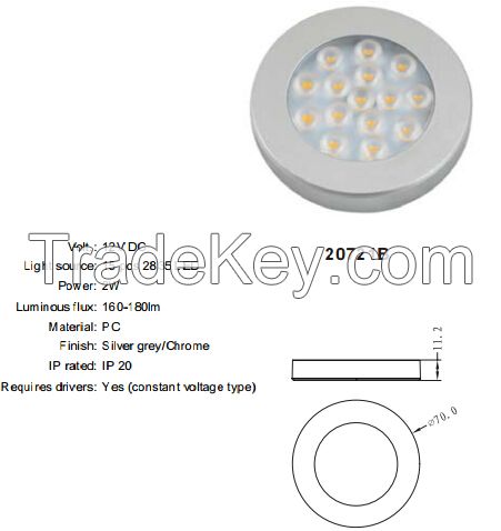 Great Sale UL and CE approved high lumen COB round LED Cabinet Light 20721B
