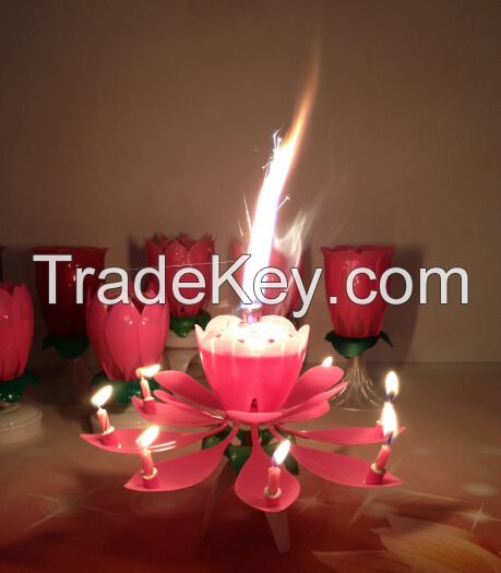 lotus flower music fireworks birthday candle