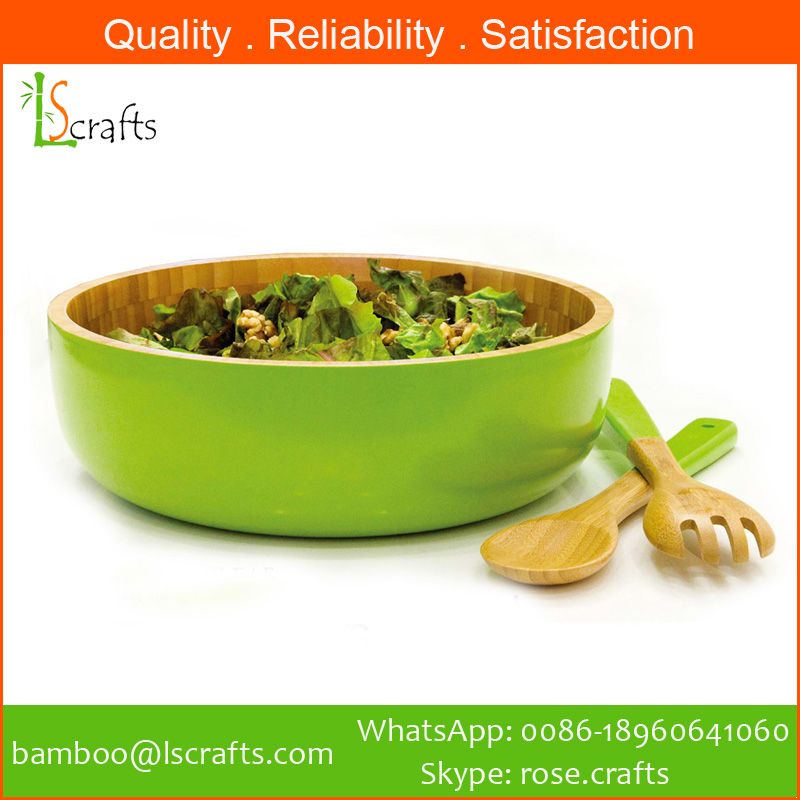 Wholesales Bamboo Colorful Salad Bowl With Servers