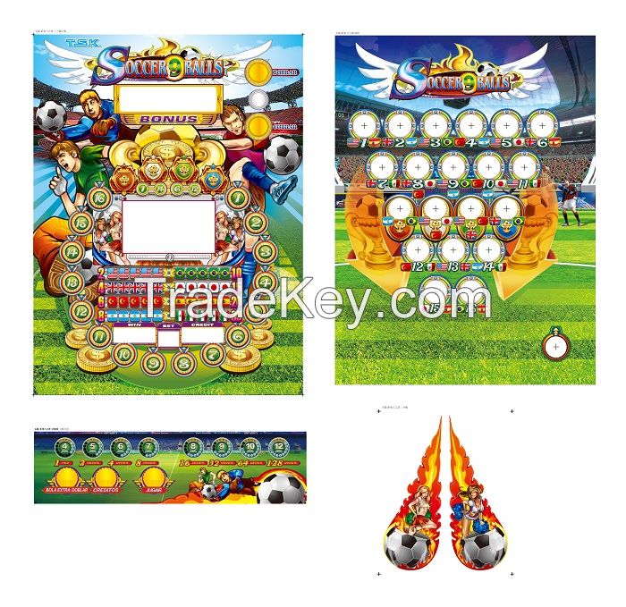 TSK Taiwan Arcade Pinball Game Machine: Soccer 9 Balls (w/LCD)