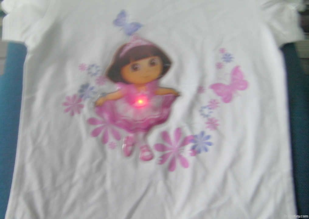 lighted cartoon pvc patch children tshirt