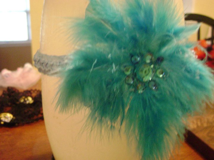 Blue Feather Bow