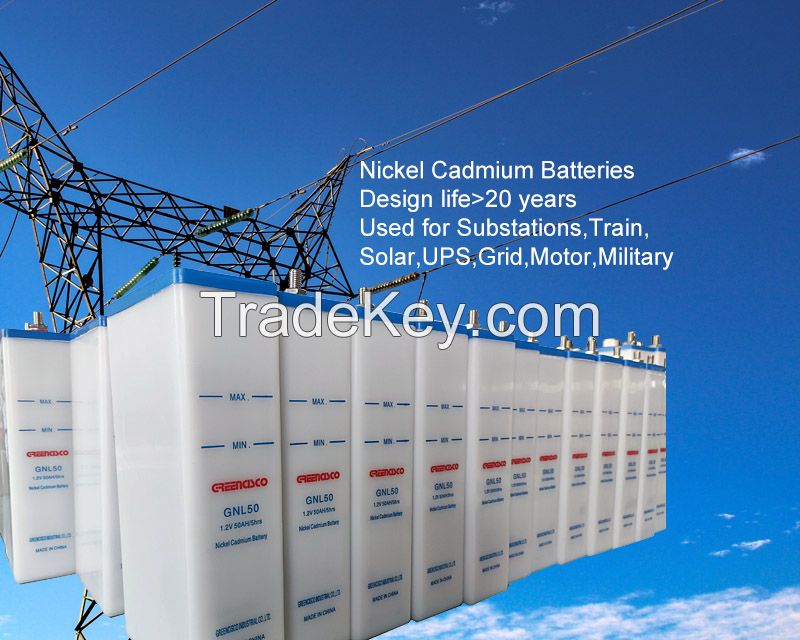 Nickel Cadmium Battery for UPS, solar, train, power substation, generator, Navy