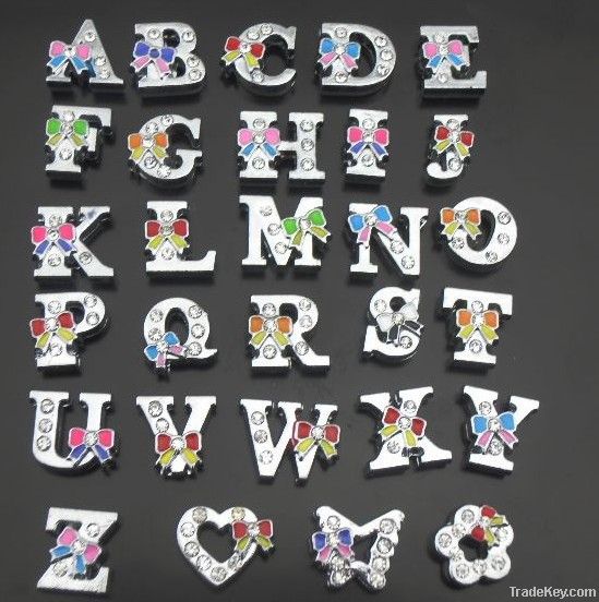 Silver bling crystal rhinestone slider Letters and numbers