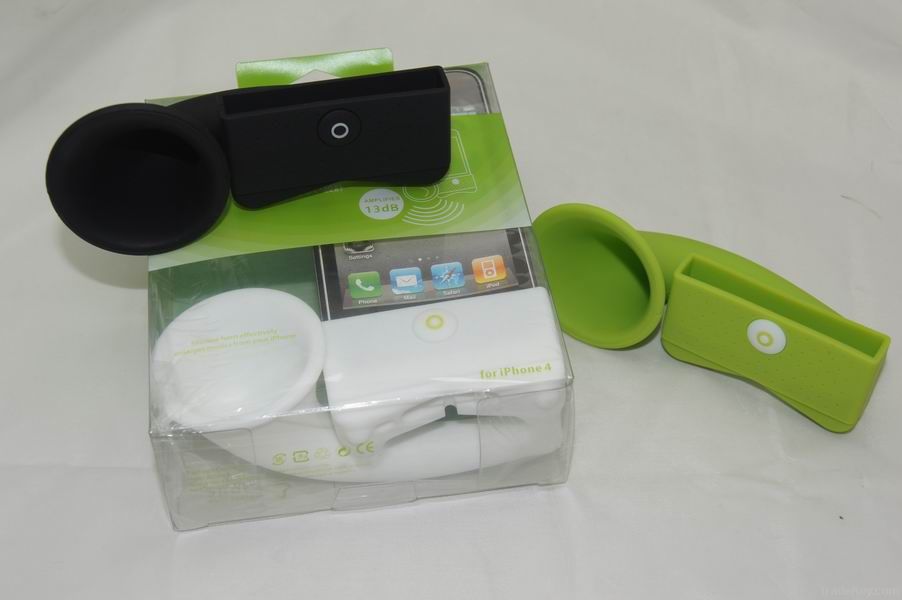 hot sale silicone horn stand speaker for iphone4s