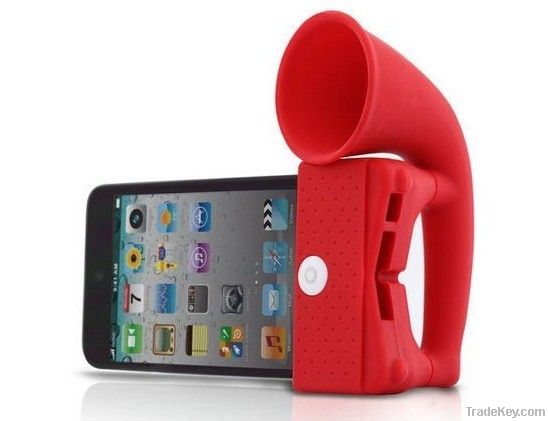 hot sale silicone horn stand speaker for iphone4s
