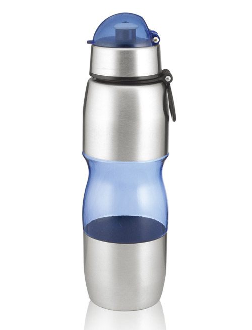 PC water bottle with stainless steel lid & bottom