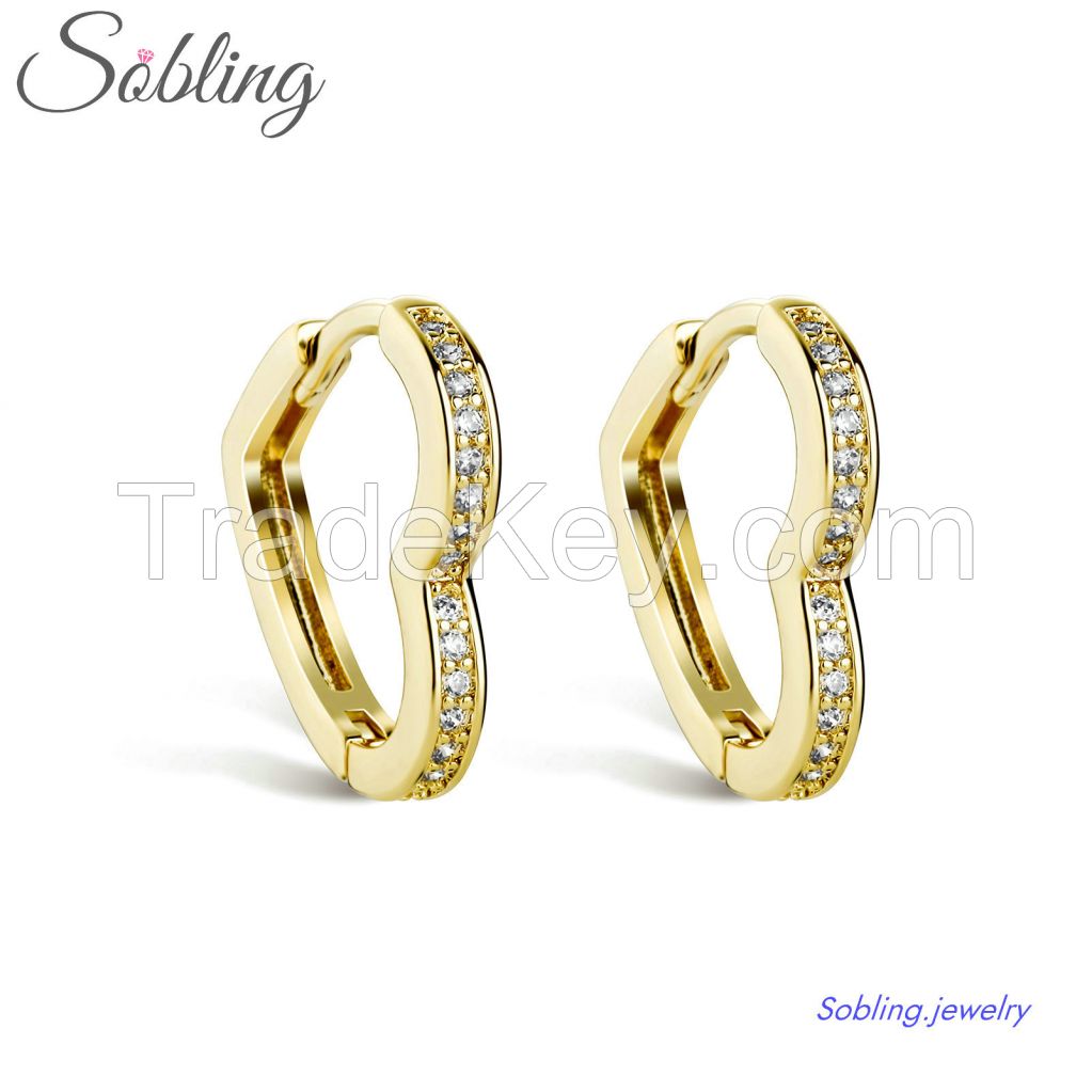 Sobling Wholesale 925 Sterling Silver Aaa Cz Heart Shaped Female Hoop Earrings Fashion Wedding Ear Buckle Jewelry With Rose Gold Plating