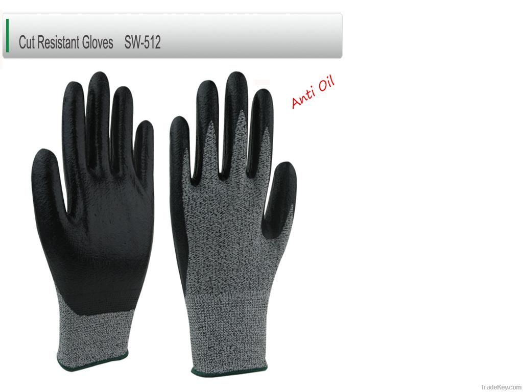 13 gauge PE Nitrile Coated Cut Resistant protective Glove