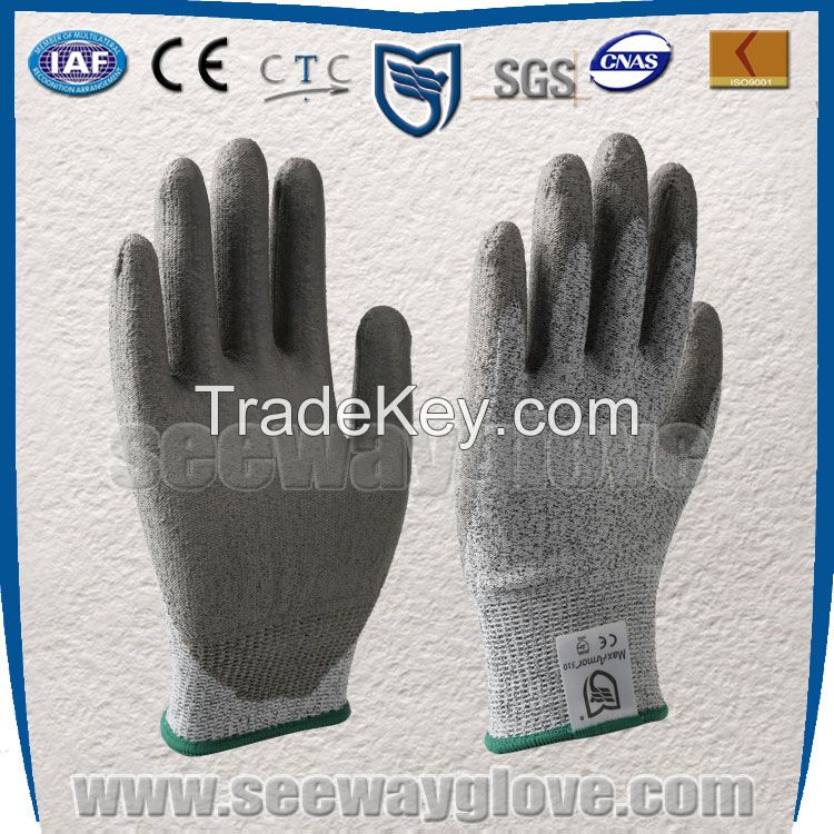 HPPE PU coated anti cut gloves