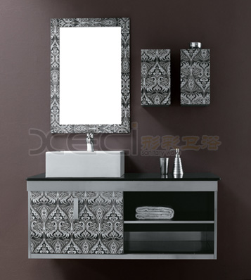 Black and white stainless steel bathroom cabinet XC9015