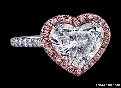 2.16 ct.heart center diamond ring two tone gold jewelry