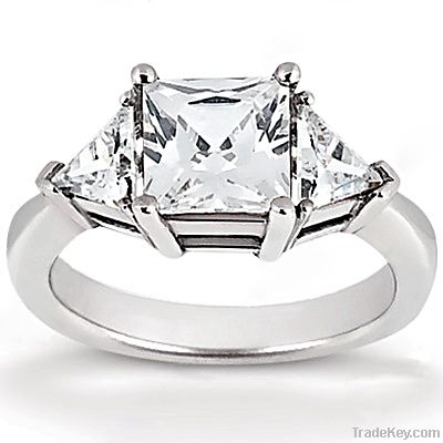 Princess cut diamond three stone ring 1.75 ct. ring