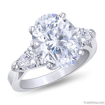 Huge diamond 3-stone jewelry ring 4.31 ct. jewelry