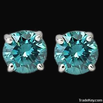 Fancy blue diamonds 4.5 ct. earring pair gold jewelry