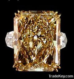 4.40 cts.Champagne radiant diamonds ring gold white new