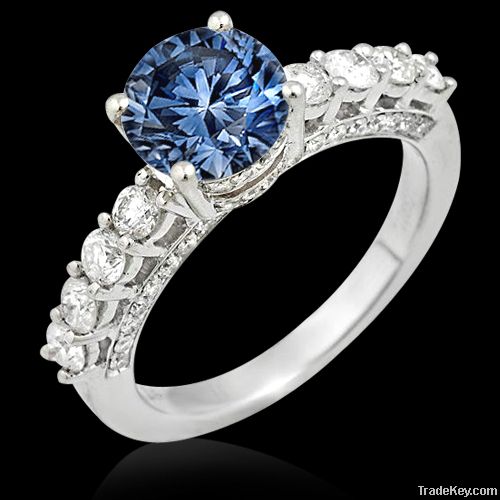 1.75 carats blue diamond engagement ring white gold