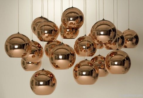 Copper Mirror Ball Pendant Lamp