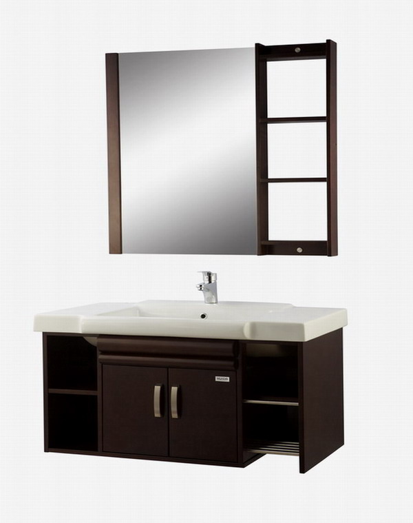 solid wood bathroom cabinet, mirror, mirror holder