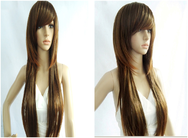 Human hair wig silky straight wave