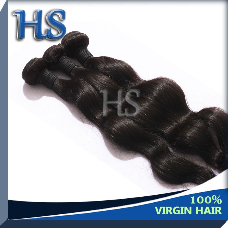 Human hair weft, virgin Brazilian hair