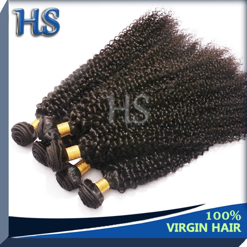Malaysian virgin human hair weft kinky curly