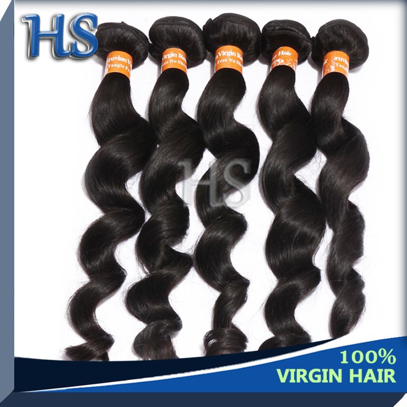 virgin hair peruvian loose wave human hair weft