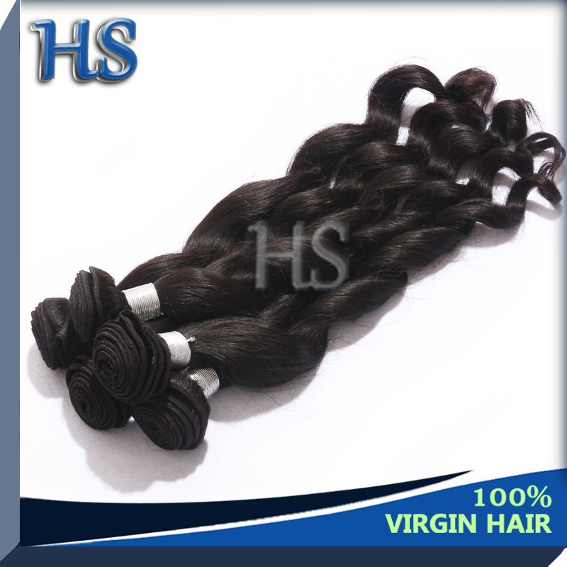 natural color loose wave Indian virgin remy hair weft